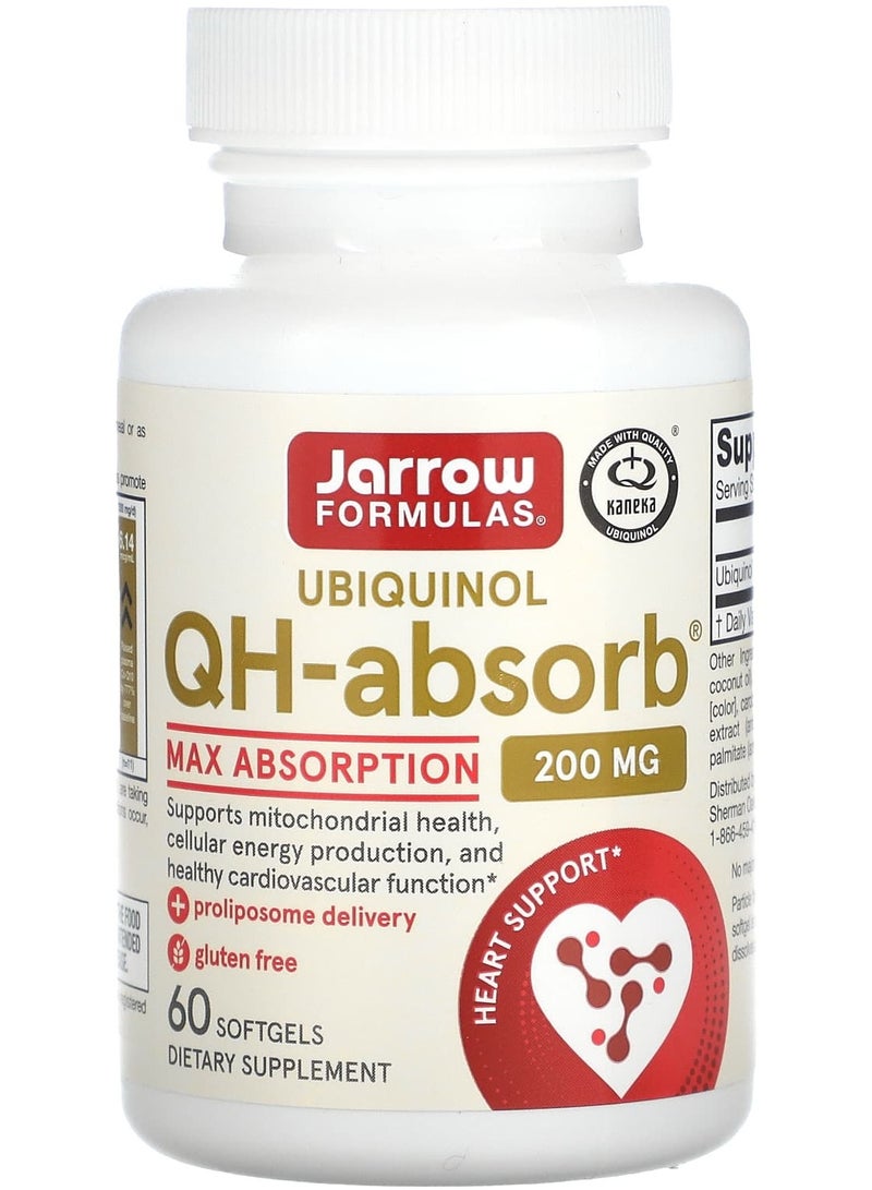 jarrow formulas Ubiquinol, QH-Absorb, Max Absorption, 200 mg, 60 Softgels