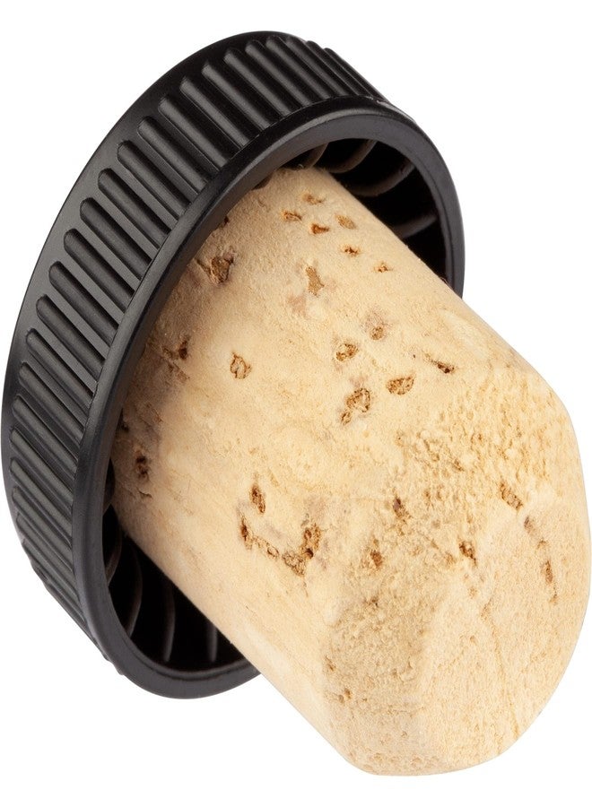 كومفرت أكسيس عبوة من 12 سدادة فلين لأغطية البارات، مقاس عنق 19.5 مم، سدادة فلين طبيعية لأغطية البارات مع غطاء بلاستيكي أسود مضلع - Image 4