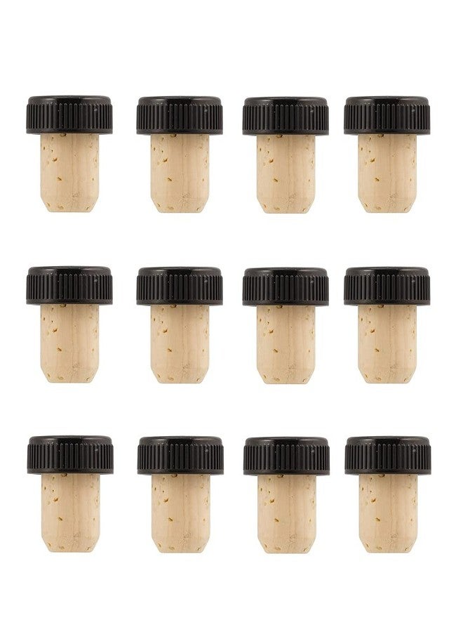 كومفرت أكسيس عبوة من 12 سدادة فلين لأغطية البارات، مقاس عنق 19.5 مم، سدادة فلين طبيعية لأغطية البارات مع غطاء بلاستيكي أسود مضلع - Image 1