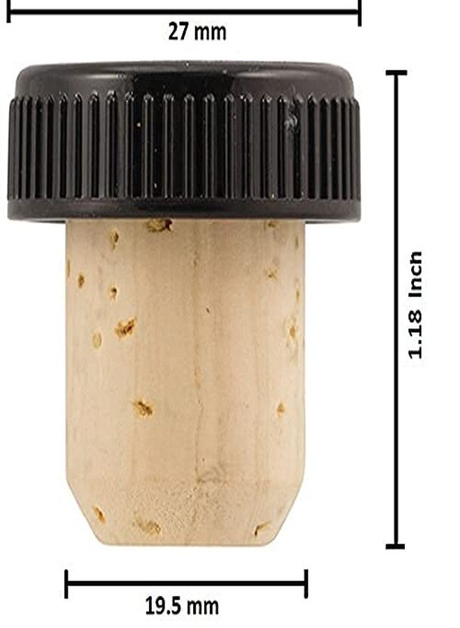 كومفرت أكسيس عبوة من 12 سدادة فلين لأغطية البارات، مقاس عنق 19.5 مم، سدادة فلين طبيعية لأغطية البارات مع غطاء بلاستيكي أسود مضلع - Image 2