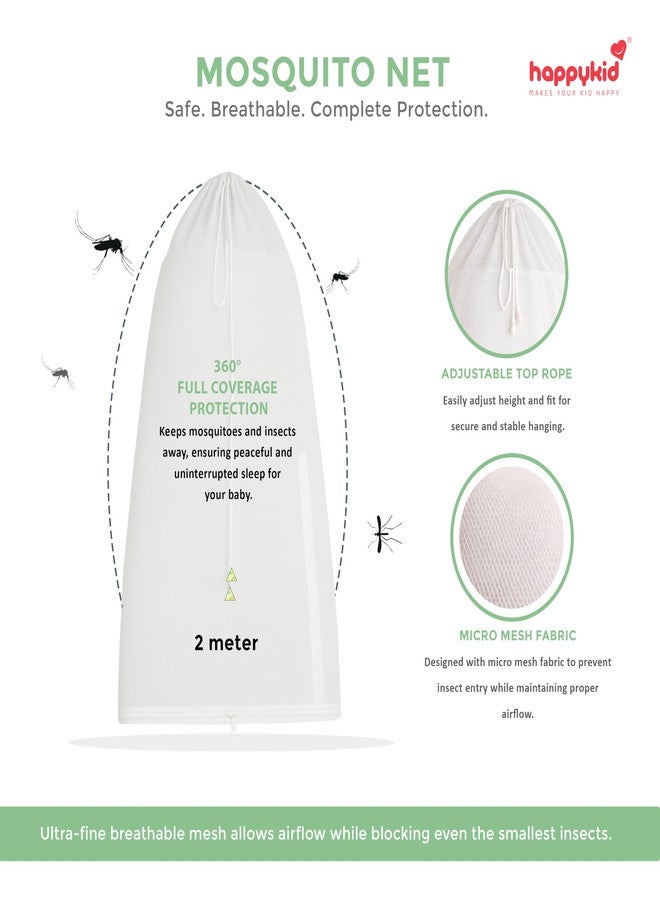 Happykid Baby Cradlé Set | Durable Cotton Cloth, Mosquito Net, Spring, Hanger Jhoola (Green) - Image 4