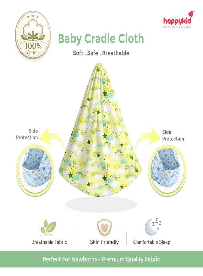 Happykid Baby Cradlé Set | Durable Cotton Cloth, Mosquito Net, Spring, Hanger Jhoola (Green) - Image 3