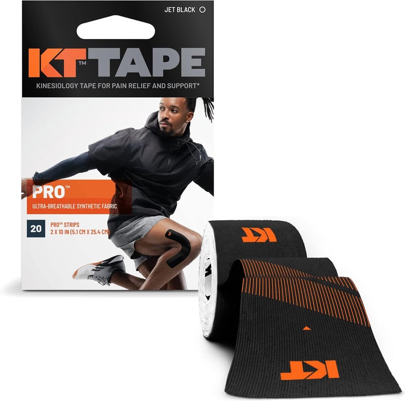 KT TAPE شريط كينيسيو الرياضي الصناعي المحترف، 20 قطعة، شريط مقصوص مسبقًا بطول 10 إنش - Image 1