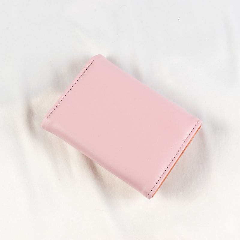 محفظة وحاملة بطاقات جلد بينك تحتوي على جيوب متعددة للنقود والبطاقات - Image 2