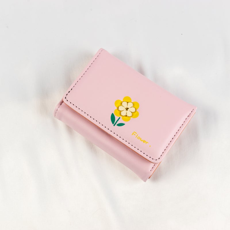 محفظة وحاملة بطاقات جلد بينك تحتوي على جيوب متعددة للنقود والبطاقات - Image 1