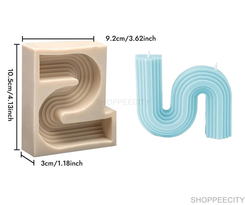 Shoppeecity 1pc Geometric S Shape Candle Silicone Mold 3D Abstract Architectural Candle Mold Geometric Line Wave Soap Mould Simple Lines Shape Resin Wax Moulds for Clay Making Handicrafts Home Decoration S Shape - Image 4