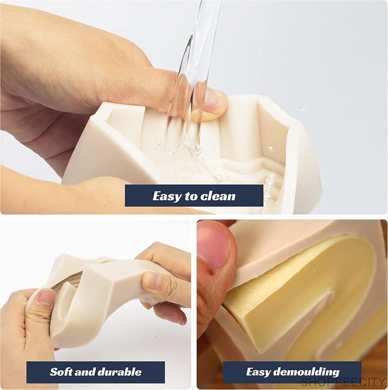 Shoppeecity 1pc Geometric S Shape Candle Silicone Mold 3D Abstract Architectural Candle Mold Geometric Line Wave Soap Mould Simple Lines Shape Resin Wax Moulds for Clay Making Handicrafts Home Decoration S Shape - Image 5