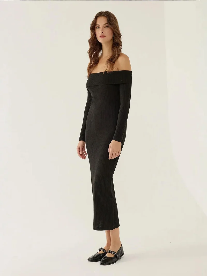 HICCUP Off Shoulder Midi Dress