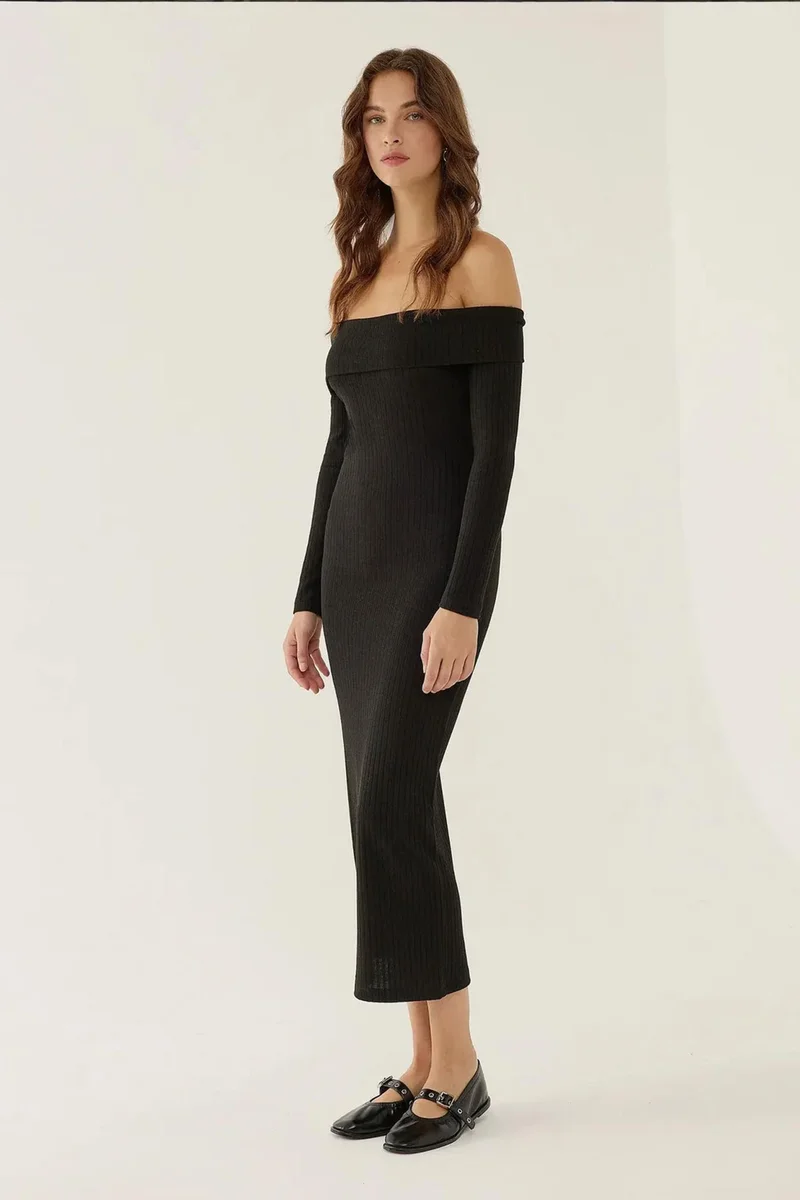 Hiccup Off Shoulder Midi Dress
