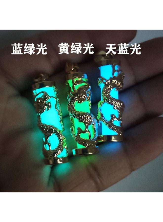 Alloy Dragon Column Necklace Luminous Stone Dragon Pendant Golden Dragon And Phoenix Inlaid Jade Jewelry Men's And Women's Money Chain Accessories