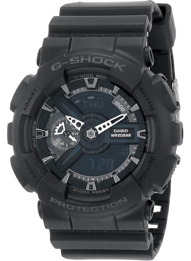 CASIO ساعة كاسيو جي شوك التناظرية الرقمية بقرص أسود للرجال - GA-110-1BDR (G317) - Image 1