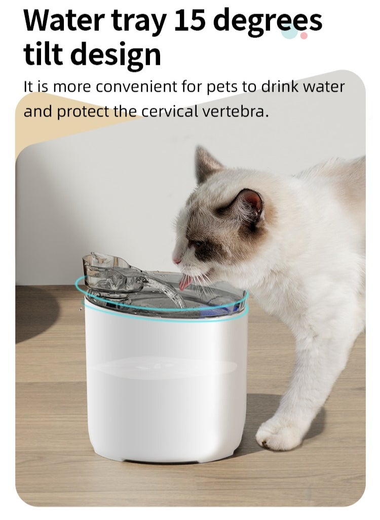 LAPET Cat Water Dispenser Ultra-quiet Pump 2.2L Automatic Circulating Flow Water Fountain Filtration Intelligent Multiple Pets Water Dispenser  - Image 4