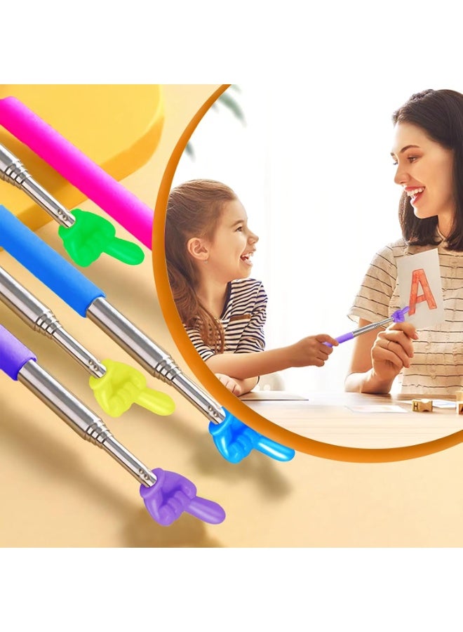 Meetion 5 Pack Retractable Teacher Pointer Stick, Telescope Mini Extendable Pointer Finger Stick with Anti Slip Grip, 5 Candy-Colored Tips, for Classroom Reading and Presentation Whiteboard - Image 5