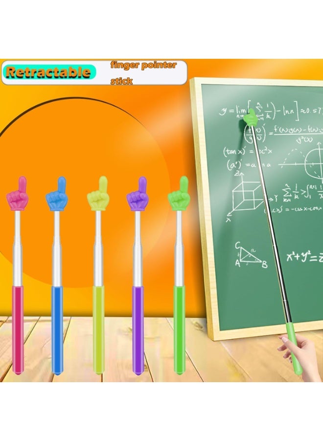 Meetion 5 Pack Retractable Teacher Pointer Stick, Telescope Mini Extendable Pointer Finger Stick with Anti Slip Grip, 5 Candy-Colored Tips, for Classroom Reading and Presentation Whiteboard - Image 4
