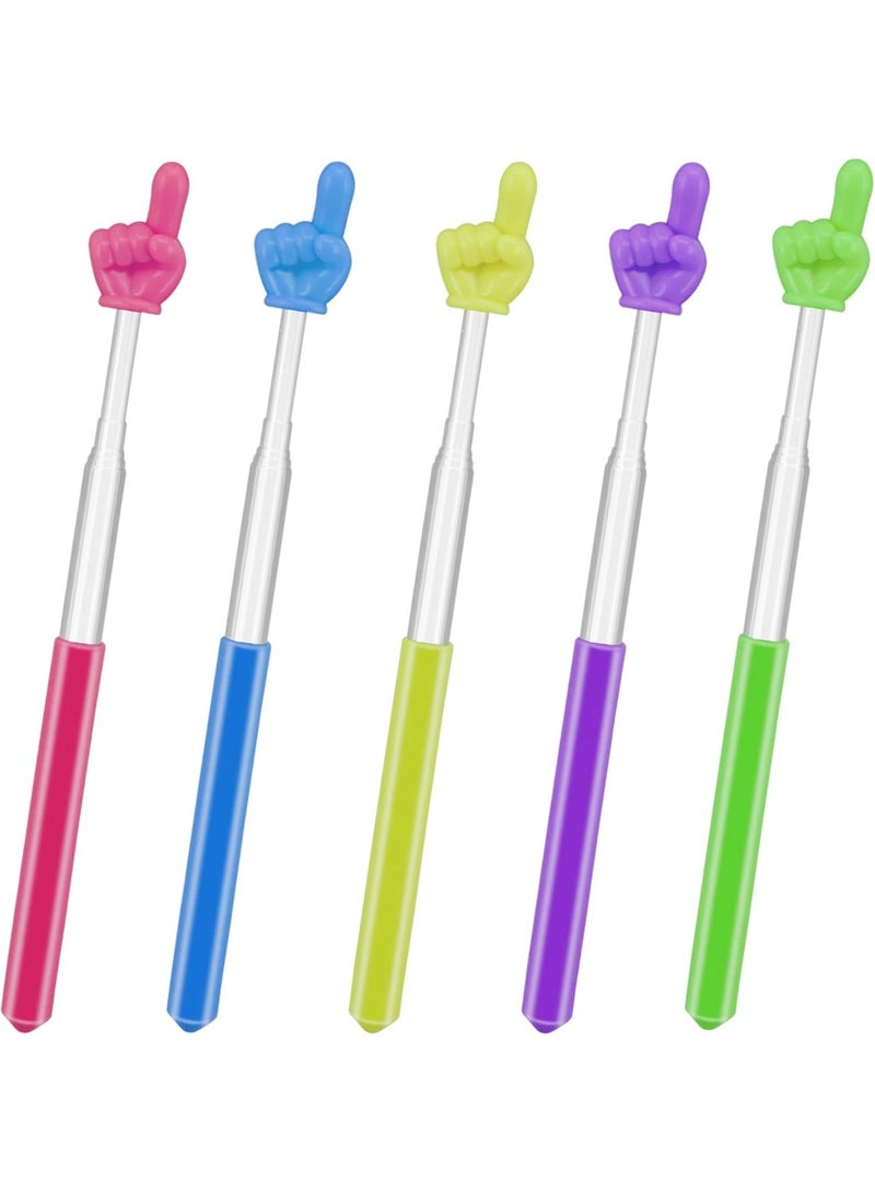 Meetion 5 Pack Retractable Teacher Pointer Stick, Telescope Mini Extendable Pointer Finger Stick with Anti Slip Grip, 5 Candy-Colored Tips, for Classroom Reading and Presentation Whiteboard - Image 1