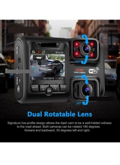 Mi VAZA Dash Camera For Car, 4k 2160p Dual Lens DVR Night Vision Dash Camera Video Recorder, Mini Dashboard Camera Drive Recorder With DVR Night Vision And 24h Parking Monitor, (1pc, Black)  - Image 2