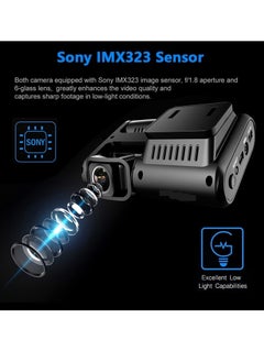 Mi VAZA Dash Camera For Car, 4k 2160p Dual Lens DVR Night Vision Dash Camera Video Recorder, Mini Dashboard Camera Drive Recorder With DVR Night Vision And 24h Parking Monitor, (1pc, Black)  - Image 5