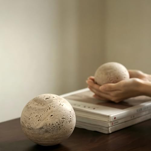 Artisanal Abode Yellow Travertine Marble Sphere, Hand-Polished Natural Stone Ball Decor, Living Room Accent (10cm Diameter) - Image 5