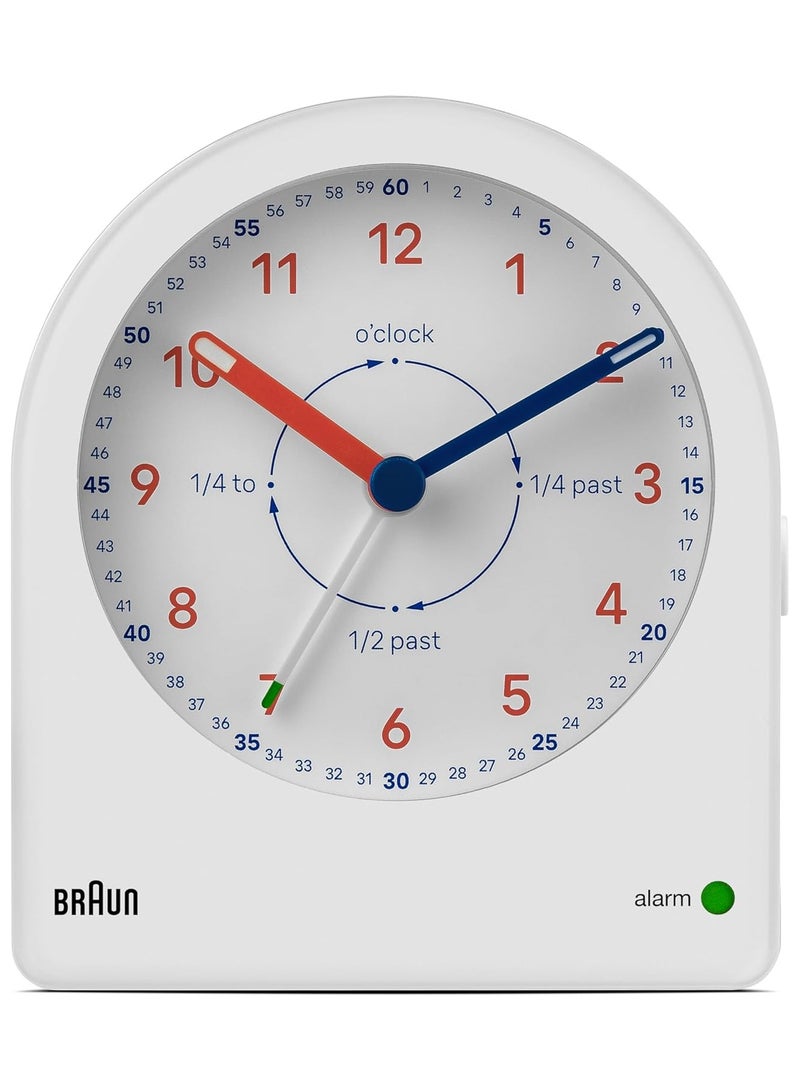 براون ساعة منبه انالوج تايم تيتشر مع غفوة واضاءة خلفية مستمرة، حركة كوارتز هادئة، قرص سهل القراءة، منبه صفير كريسيندو باللون الابيض، موديل BC22TW.
