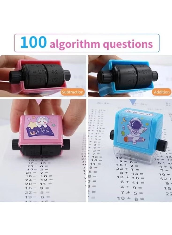 Dreamzon 2Pcs Roller Digital Teaching Stamp With ink Addition Subtraction Seal Arithmetic Artifact Math Roller Stamp with Ink for School Teaching Supplies - Image 3