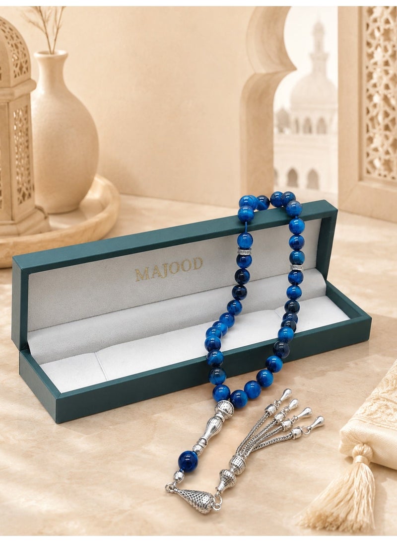 MAJOOD/33 Natural Tiger's Eye Round Stone Prayer Beads/Tasbih/10MM/For Men and Women/Gift Box Set Suitable for Ramadan Gifts - Image 2