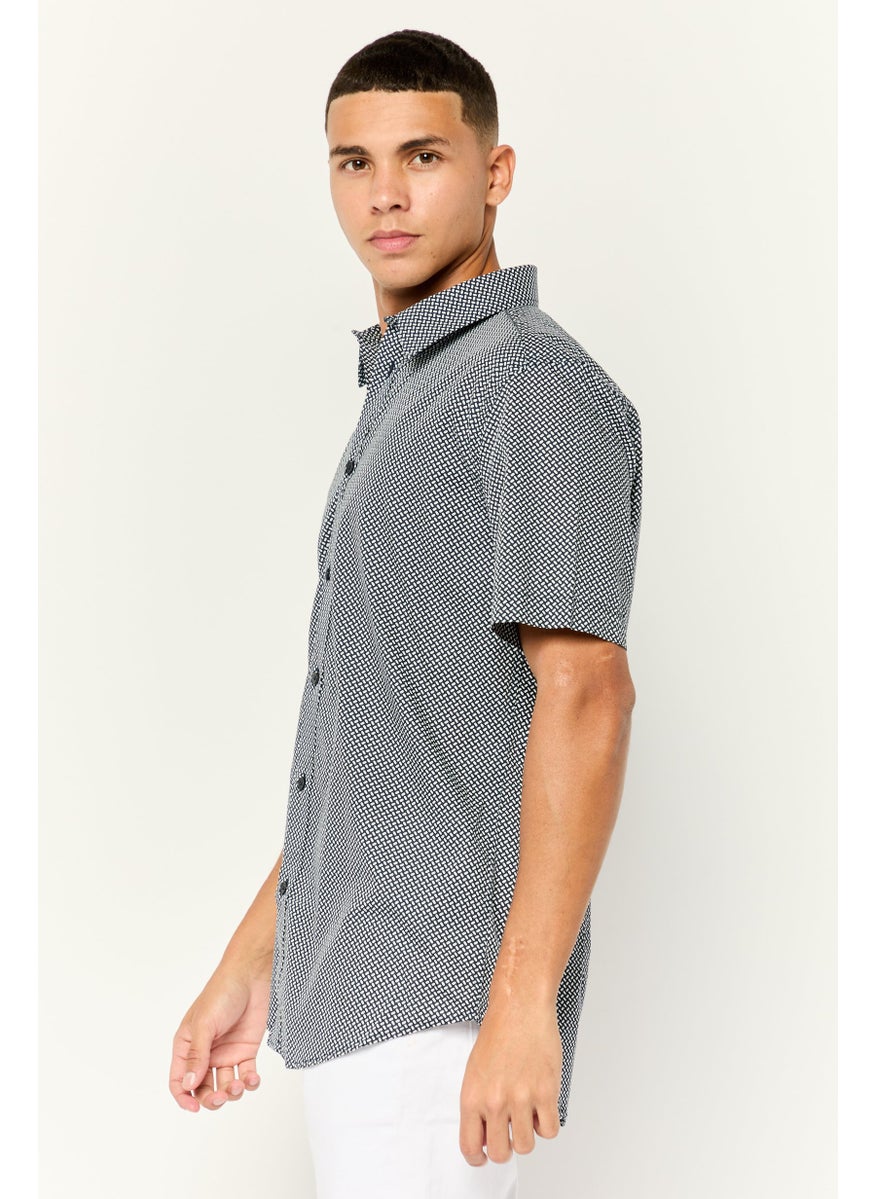 ESPRIT Men Slim Fit Allover Print Short Sleeves Casual Shirt, Multicolors  - Image 2