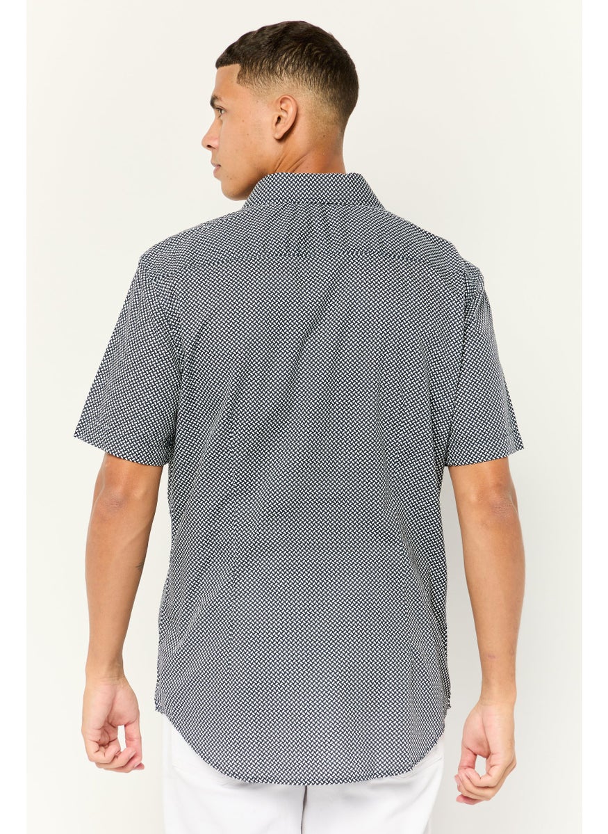 ESPRIT Men Slim Fit Allover Print Short Sleeves Casual Shirt, Multicolors  - Image 3