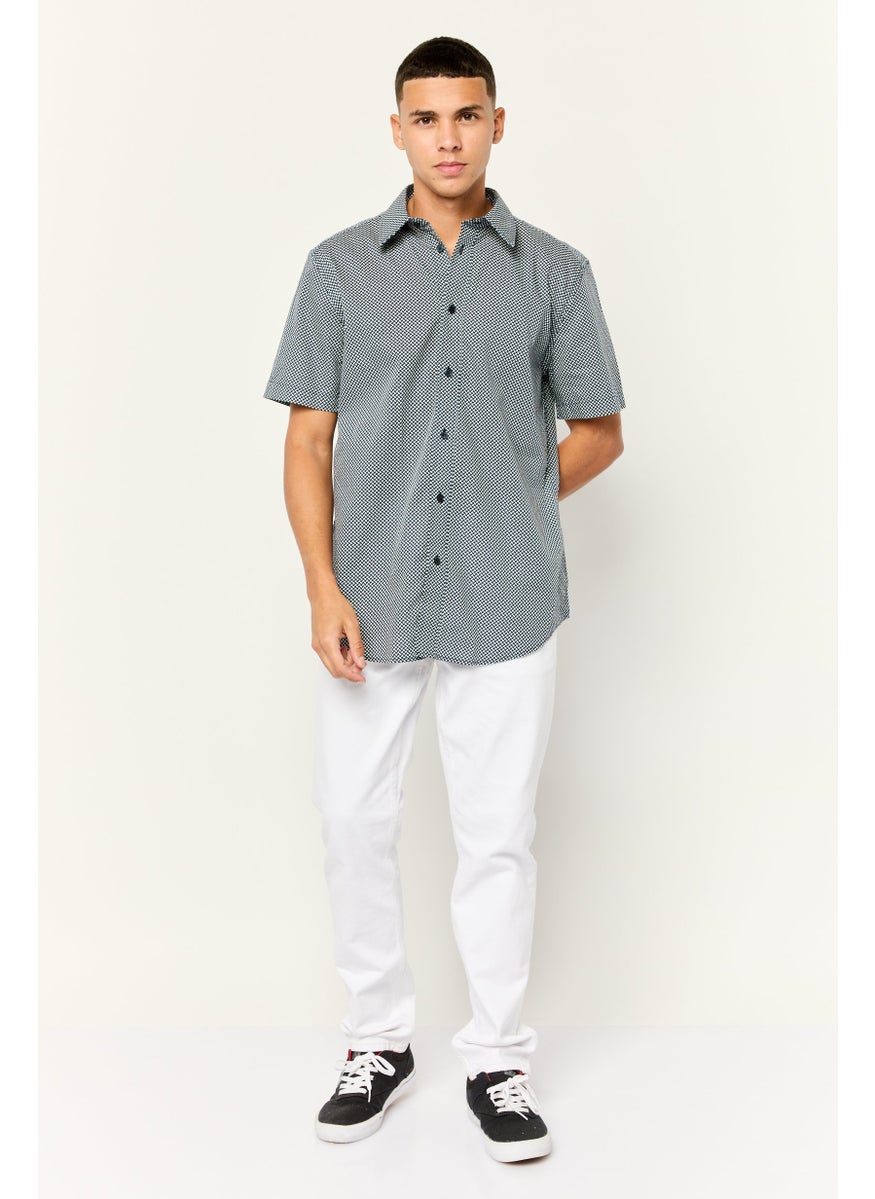 ESPRIT Men Slim Fit Allover Print Short Sleeves Casual Shirt, Multicolors  - Image 4