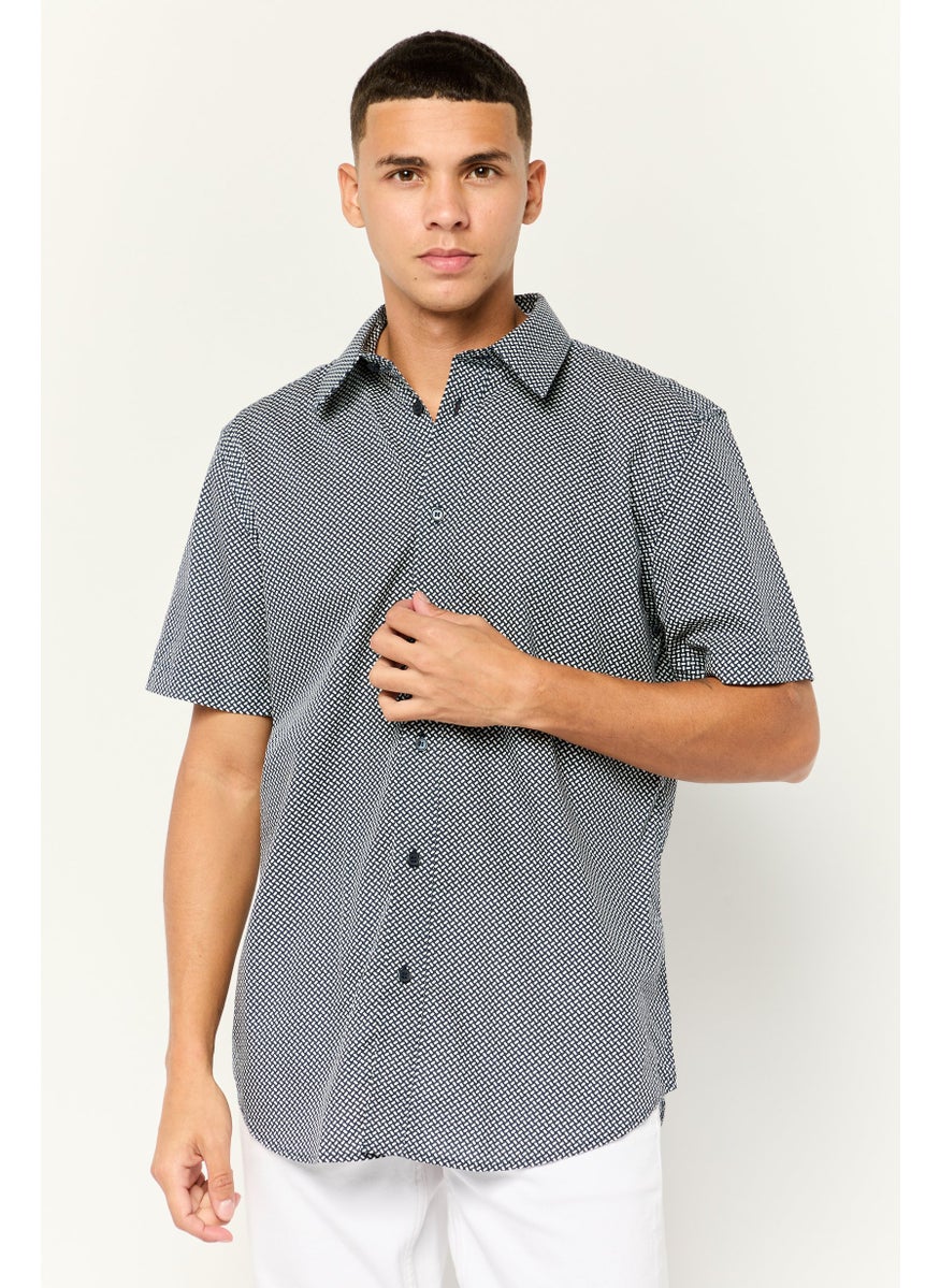 ESPRIT Men Slim Fit Allover Print Short Sleeves Casual Shirt, Multicolors  - Image 1