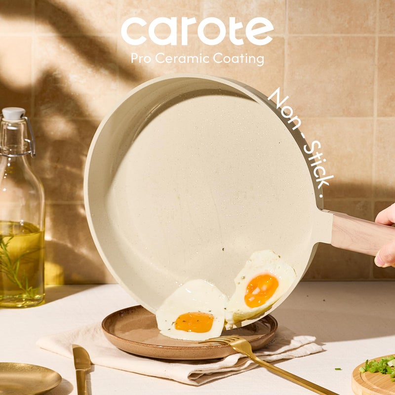 CAROTE 14Pcs Pots and Pans Set Non stick, Ceramic Cookware Set, Non-toxic Kitchen Cooking Set, PFAS and PFOA Free - Image 3