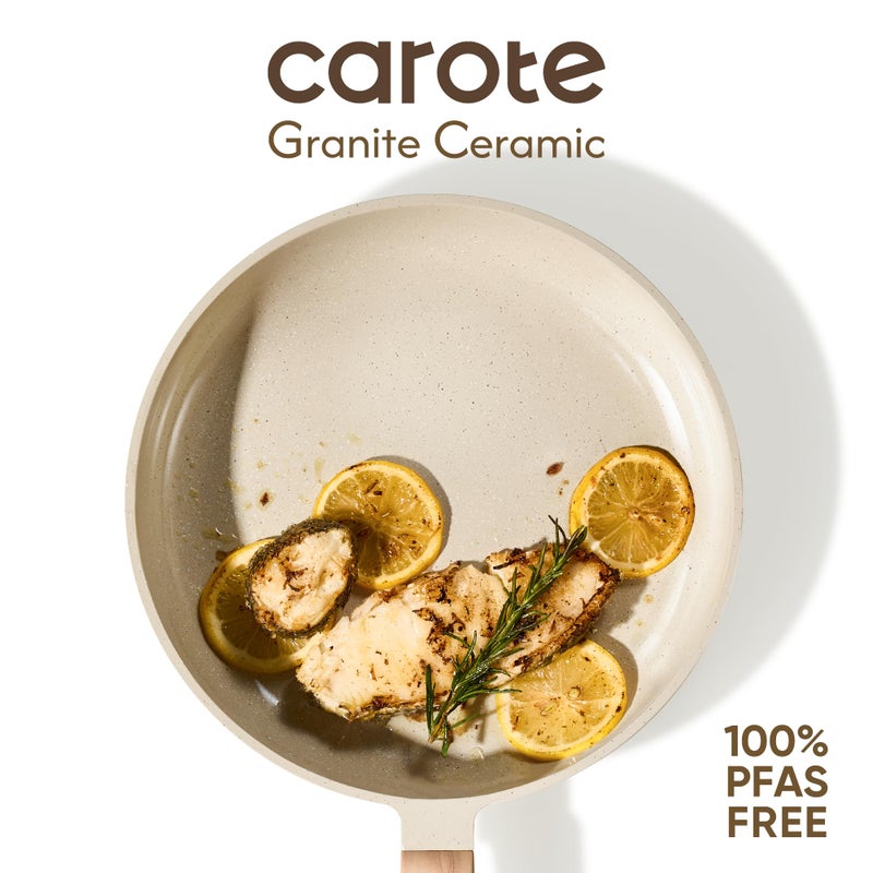 CAROTE 14Pcs Pots and Pans Set Non stick, Ceramic Cookware Set, Non-toxic Kitchen Cooking Set, PFAS and PFOA Free - Image 4
