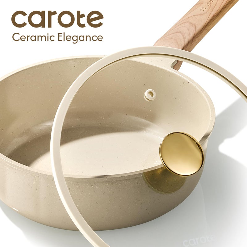 CAROTE 14Pcs Pots and Pans Set Non stick, Ceramic Cookware Set, Non-toxic Kitchen Cooking Set, PFAS and PFOA Free - Image 5