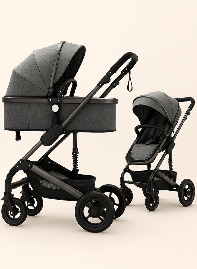 Habona Luxury High-View Bassinet Stroller, 0–36 Months, One-Hand Fold, Reversible, XL Canopy, 70 kg Load - Image 1