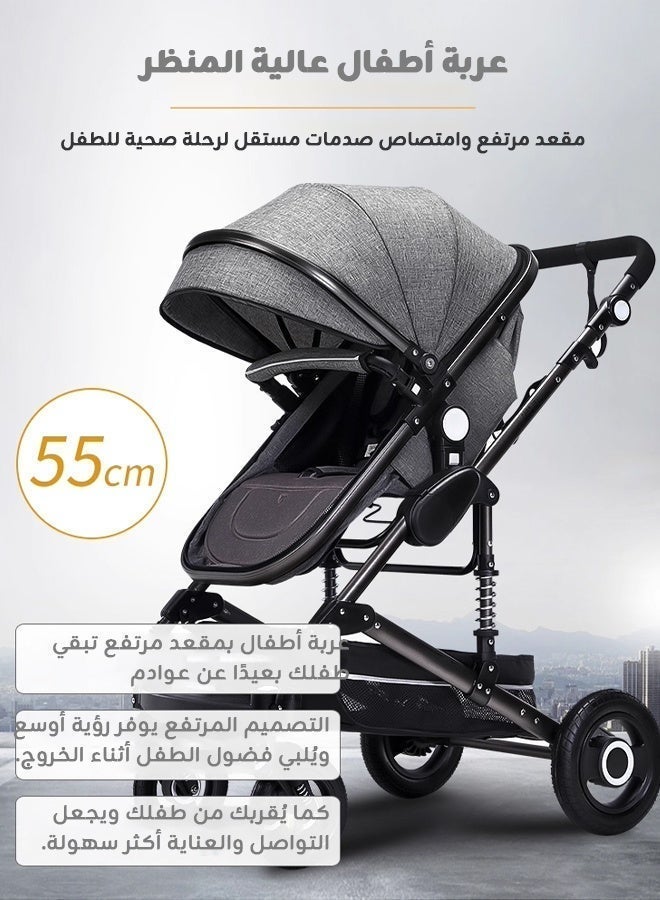 Habona Luxury High-View Bassinet Stroller, 0–36 Months, One-Hand Fold, Reversible, XL Canopy, 70 kg Load - Image 5