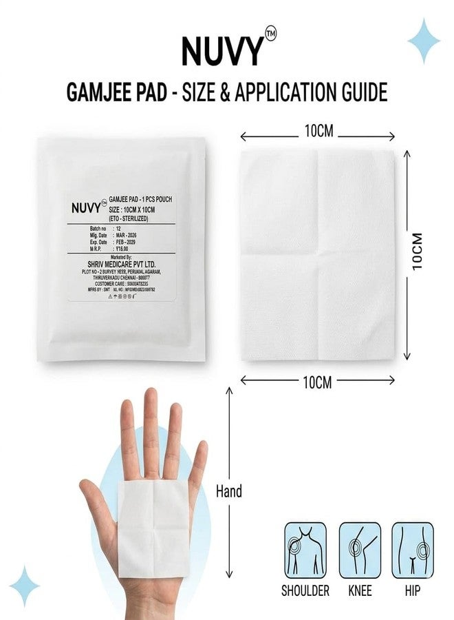 NUVY Sterile Gamjee Pad – 10 cm x 10 cm High Absorbency Wound Dressing – ETO Sterilized 1 PCS Pouch – Thick Cotton Wool Core for Post-Surgical & First Aid Care (Pack of 10) - Image 3