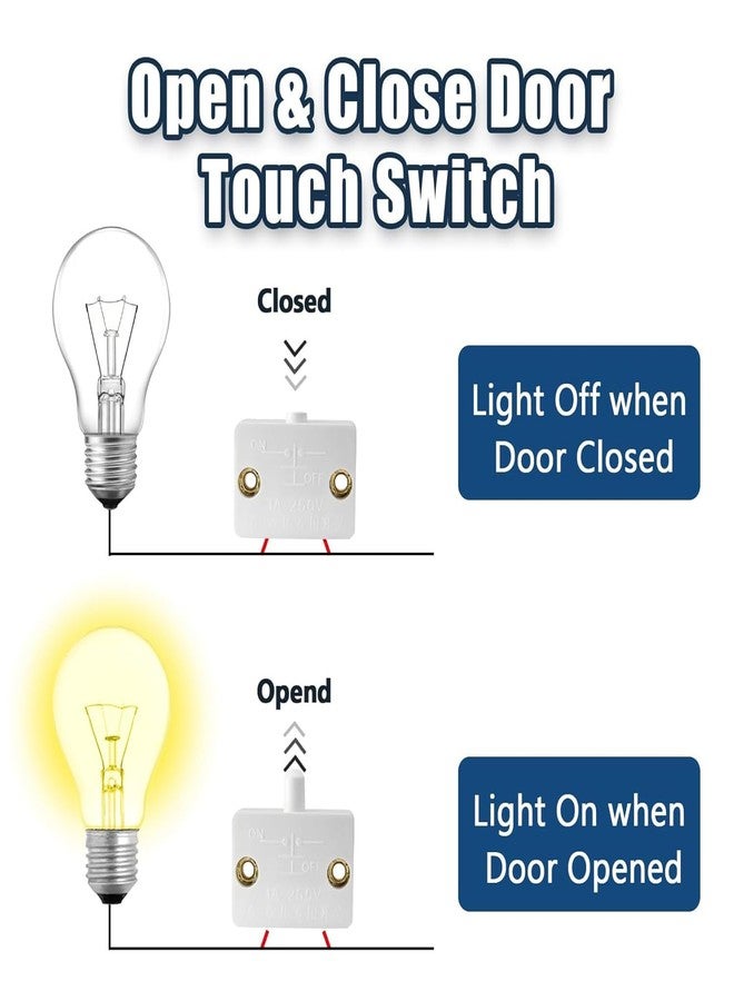 KAKA LIGHT مفتاح تحكم إضاءة أبواب الخزائن والثلاجات من KAKA LIGHT (أبيض، عبوة من 4 قطع) | مفتاح إضاءة أوتوماتيكي يعمل عند فتح الباب للخزائن والثلاجات - Image 2