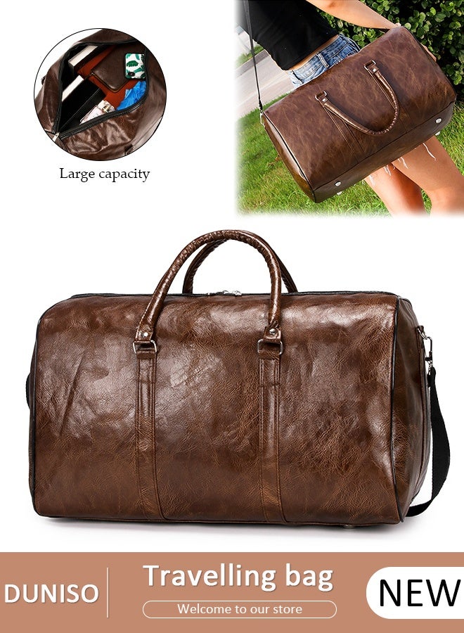 DUNISO حقيبة سفر من القماش الخشن، مجموعة أمتعة، حقيبة سفر للأعمال وعطلات نهاية الأسبوع طوال الليل، حقيبة كبيرة للحمل في المطار للسفر ورحلات العمل وحقيبة رياضية من القماش الخشن وحقائب أمتعة رياضية للجيم - Image 1