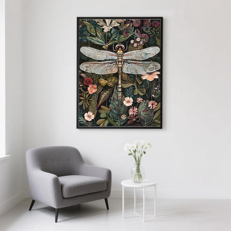 AIBOERL Retro Dragonfly Diamond Art Kits for Adults,Dragonfly 5D Diamond Painting Kits for Adults Beginners, DIY Full Round Drill Diamond Dot Painting Gem Art Kits for Adult, Home Wall Decor 12x16Inch - Image 5