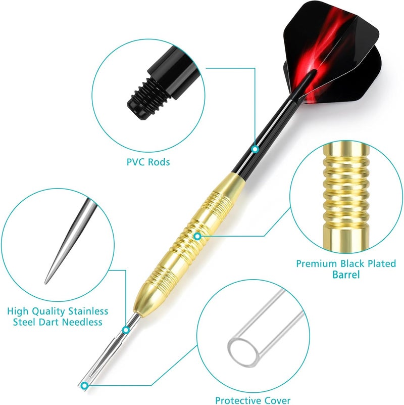 accmor 12 Pack Steel Tip Darts,24G Professional Metal Darts Set for Dartboard - Image 3
