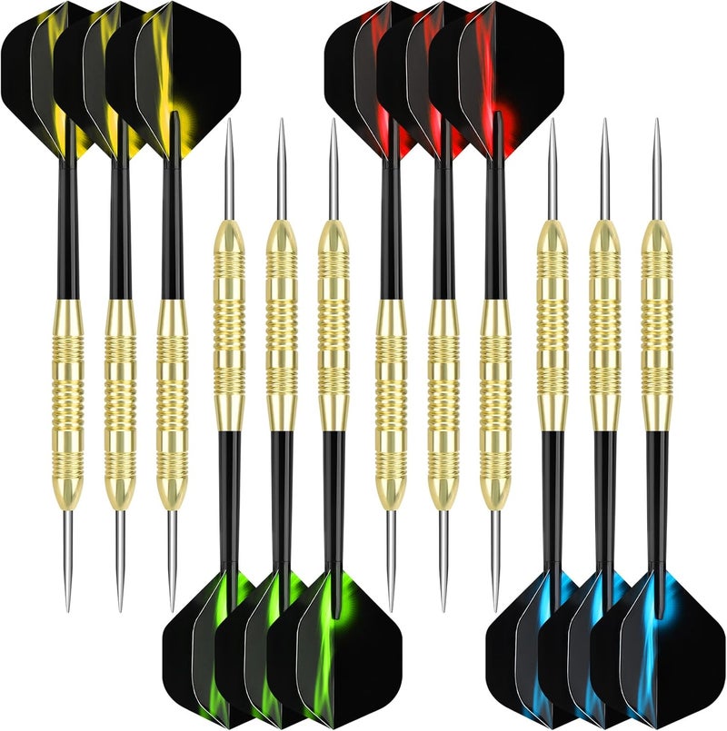 accmor 12 Pack Steel Tip Darts,24G Professional Metal Darts Set for Dartboard - Image 1