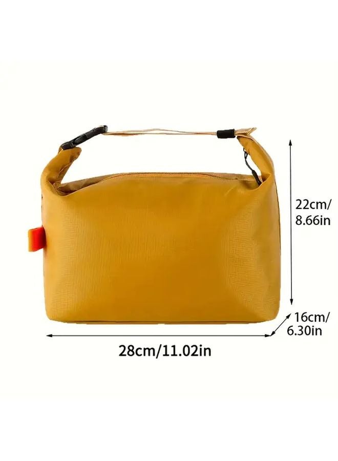 Yellow Insulated Lunch Bag Large Capacity Oxford Fabric Bento Box with Shoulder Strap for Office Work School Commuting - Image 3