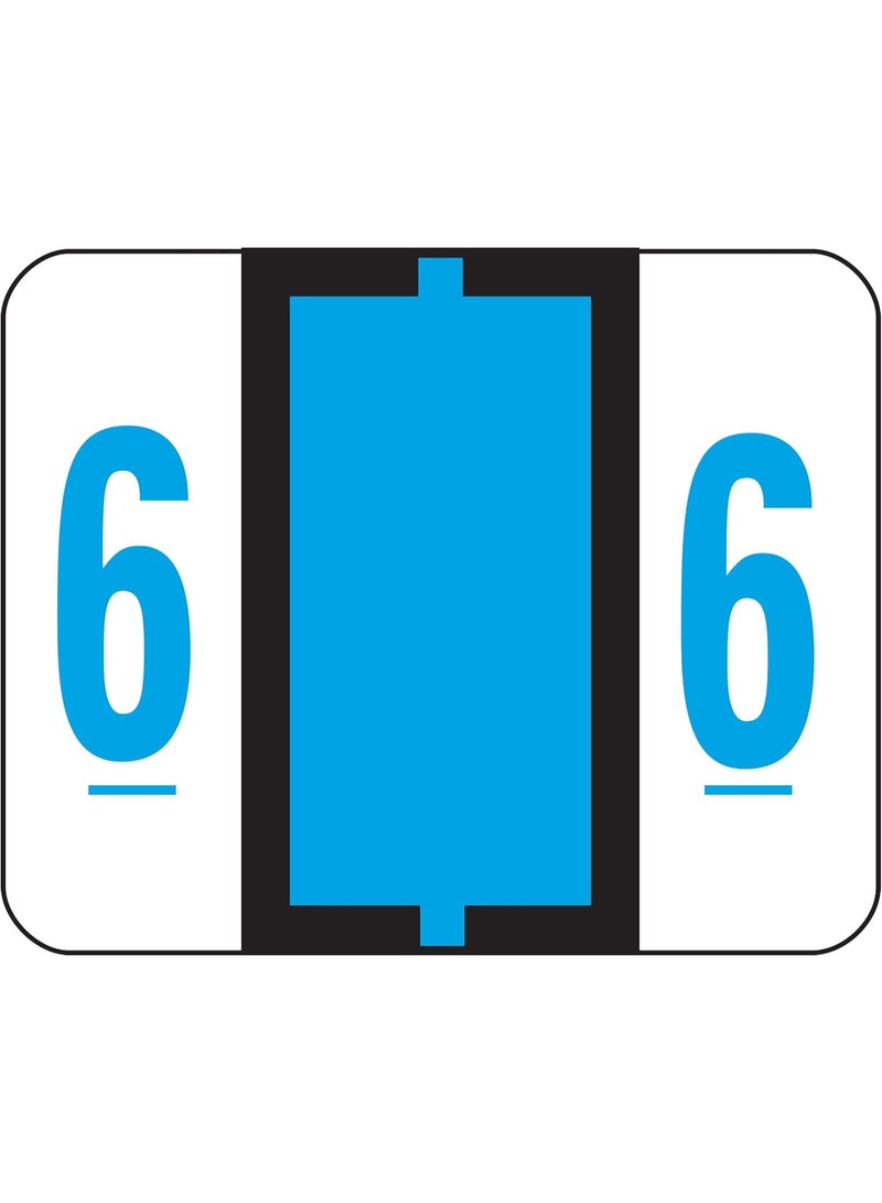 Smead Smead BCCRN Bar-Style Color-Coded Numeric Label, 6, Label Roll, Blue, 500 Labels per Roll (67376) 