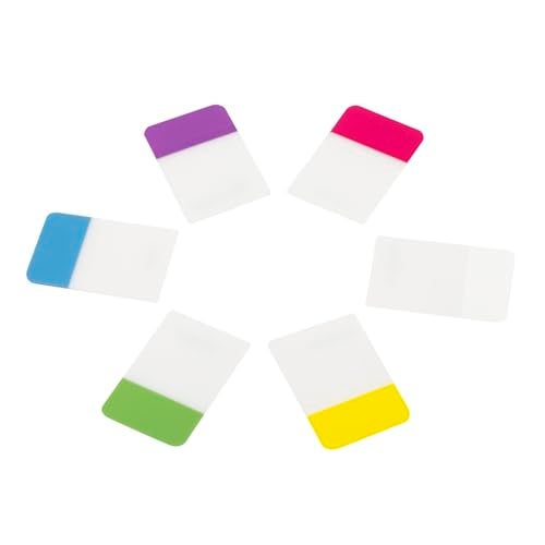 Desk Tech Sticky Index Tabs, 1" x 1.5", 24 Sheets - 6 Colors Self Adhesive File Tabs Flags Colored Page Markers Labels for Binders, Books and Notebooks - Image 1