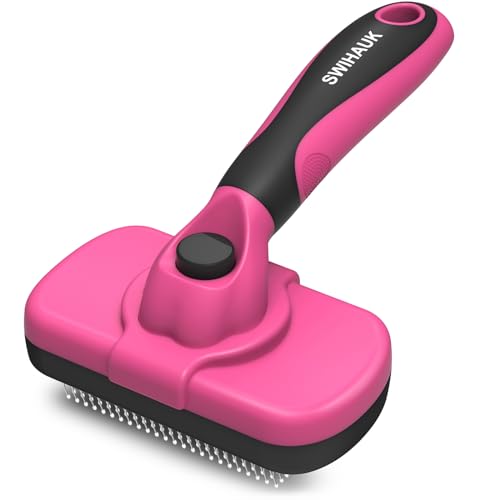 Swihauk Self Cleaning Slicker Brush for Dogs Cats Skin Friendly Grooming Deshedding Hair Removal for Puppies LongShort Haired Pets Pet Supplies Accessory Pink