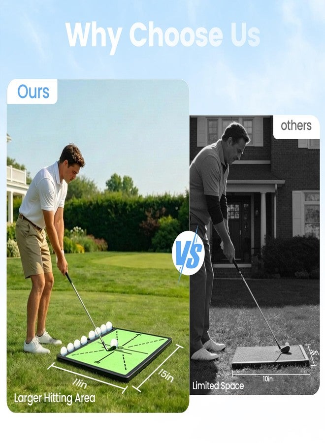 NEWCARE Golf Hitting Mat with Curved Ball Tray, 3-in-1 Golf Practice Mat, Fairway Rough Putting Surfaces, Non-Slip Rubber Base, 16 x 14 Inch Portable Golf Training Mat, Gift Idea - Image 3