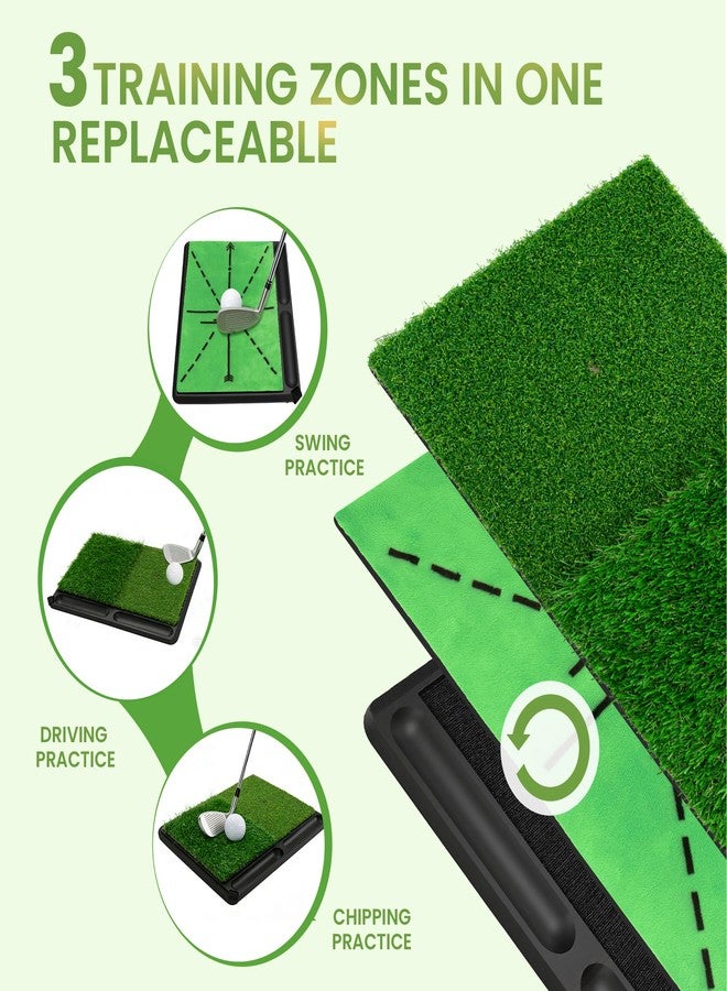 NEWCARE Golf Hitting Mat with Curved Ball Tray, 3-in-1 Golf Practice Mat, Fairway Rough Putting Surfaces, Non-Slip Rubber Base, 16 x 14 Inch Portable Golf Training Mat, Gift Idea - Image 4
