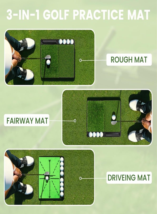 NEWCARE Golf Hitting Mat with Curved Ball Tray, 3-in-1 Golf Practice Mat, Fairway Rough Putting Surfaces, Non-Slip Rubber Base, 16 x 14 Inch Portable Golf Training Mat, Gift Idea - Image 5