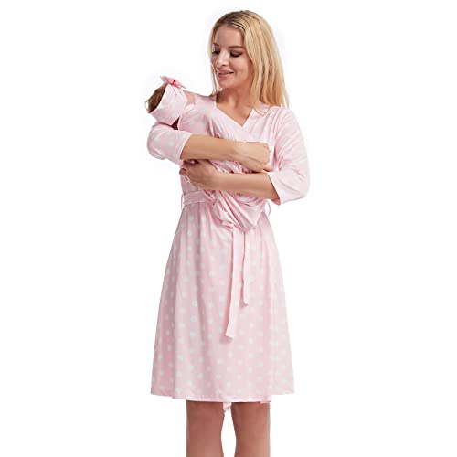 Galabloomer Maternity Robe and Baby Receiving Blanket, Matching Mommy Labor Delivery Robe and Swaddle Set - Image 1