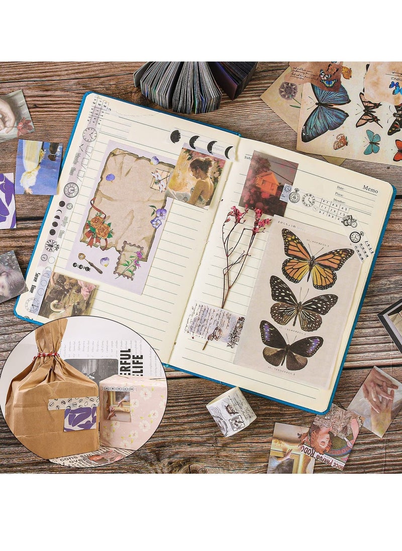 Y&D - Scrapbook Paper, Vintage DIY Diary Decorative Antique Scrapbooking Magazine Paper Stamps 800 Pieces of and 10 Rolls Stickers 1 Craft Scissors for Notebook - Image 1