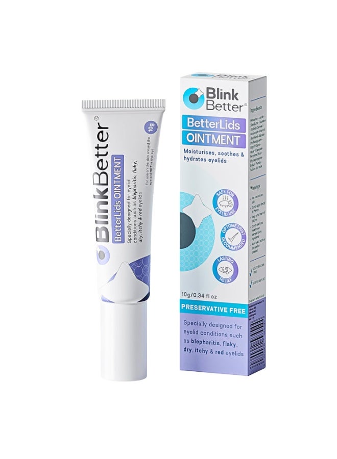 مرهم جفون BetterLids - مركب الشوفان المكثف مع زبدة الشيا والبنثينول - يرطب، يغذي ويهدئ - عناية مرطبة للبشرة الجافة، الحكة، الحمراء، الحساسة، المتقشرة حول العينين - 0.35 أونصة